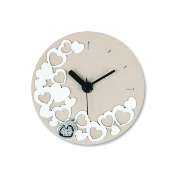 Orologio tondo nocciola con cuori