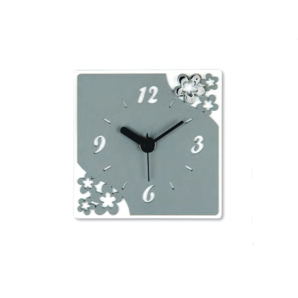orologio quadrato fiori grigio