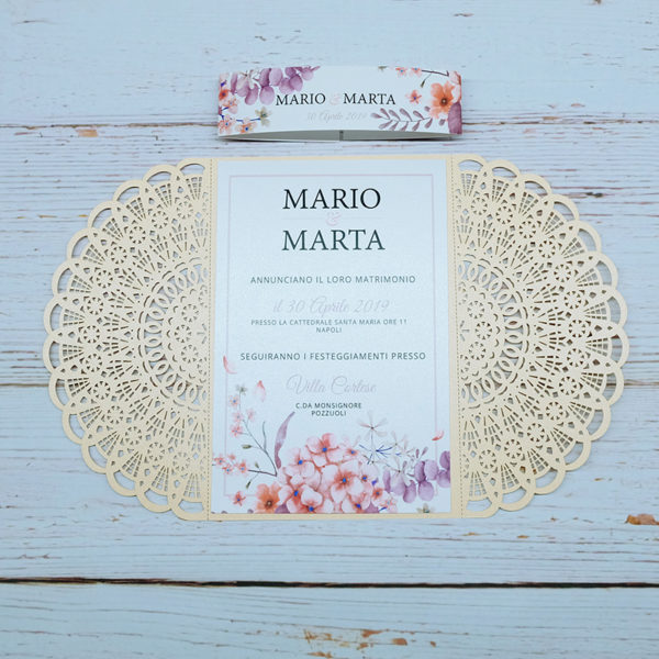 Partecipazione lasercut shabby kraft