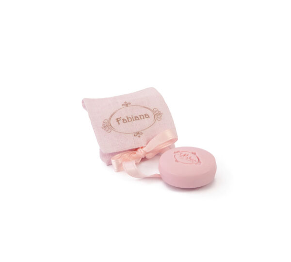 sacchetto lino 1 sapone rosa