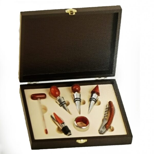 set legno vino sommelier 7 accessori