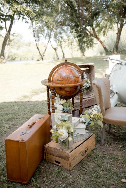 Vintage travel themed wedding